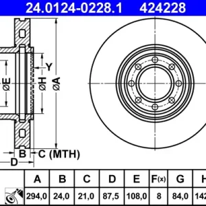 ATE 24.0124-0228.1 - Bremsscheibe Schneller Versand