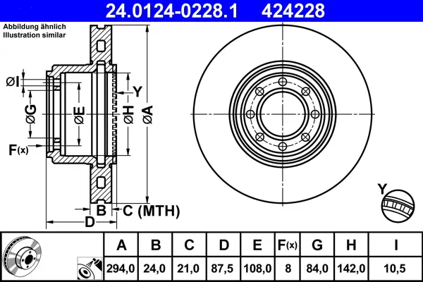 ATE 24.0124-0228.1 - Bremsscheibe Schneller Versand