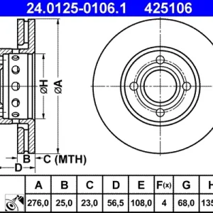 Neue Kollektion ATE 24.0125-0106.1 - Bremsscheibe