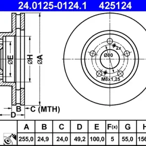 ATE 24.0125-0124.1 - Bremsscheibe Billig