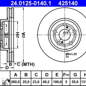 ATE 24.0125-0140.1 - Bremsscheibe Markenprodukt