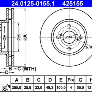 ATE 24.0125-0155.1 - Bremsscheibe Angebot
