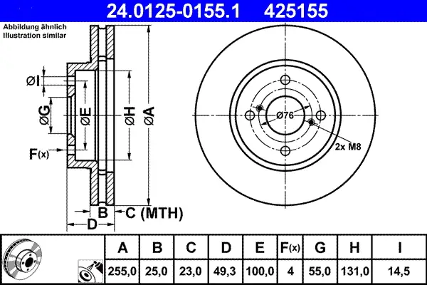 ATE 24.0125-0155.1 - Bremsscheibe Angebot