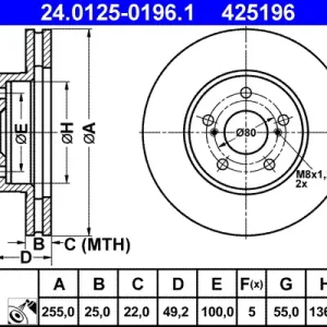 ATE 24.0125-0196.1 - Bremsscheibe Beliebt