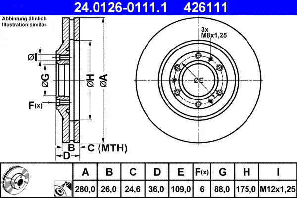 ATE 24.0126-0111.1 - Bremsscheibe Neue Ware