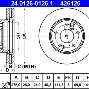 Preisreduziert ATE 24.0126-0126.1 - Bremsscheibe