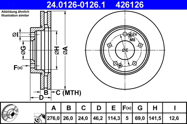 Preisreduziert ATE 24.0126-0126.1 - Bremsscheibe