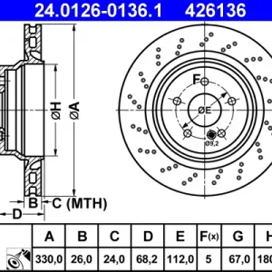 ATE 24.0126-0136.1 - Bremsscheibe Markenware