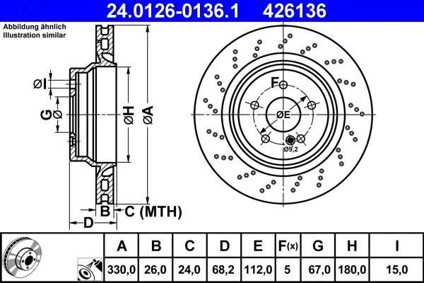 ATE 24.0126-0136.1 - Bremsscheibe Markenware