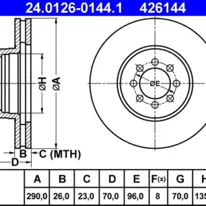 Begrenztes Angebot ATE 24.0126-0144.1 - Bremsscheibe