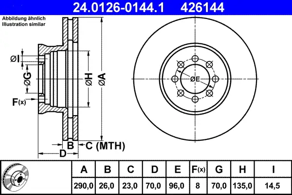 Begrenztes Angebot ATE 24.0126-0144.1 - Bremsscheibe