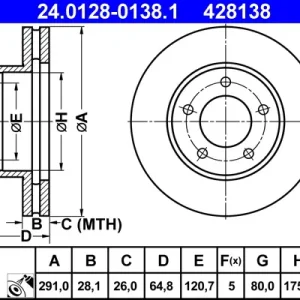 ATE 24.0128-0138.1 - Bremsscheibe Highlight