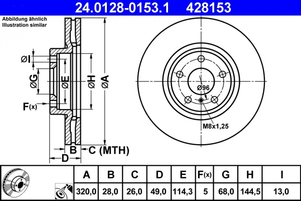 ATE 24.0128-0153.1 - Bremsscheibe Neu