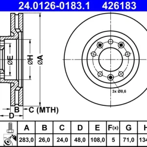 Billig ATE 24.0126-0183.1 - Bremsscheibe