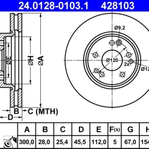 Sale ATE 24.0128-0103.1 - Bremsscheibe