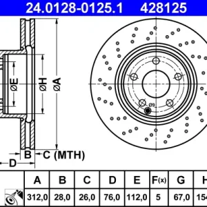 Saisonangebot ATE 24.0128-0125.1 - Bremsscheibe