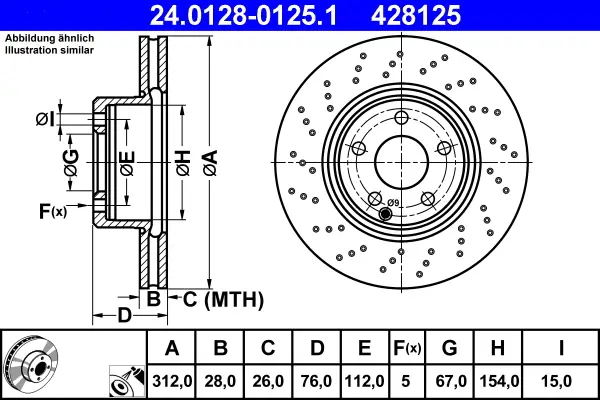 Saisonangebot ATE 24.0128-0125.1 - Bremsscheibe