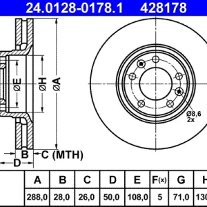 ATE 24.0128-0178.1 - Bremsscheibe Saisonangebot