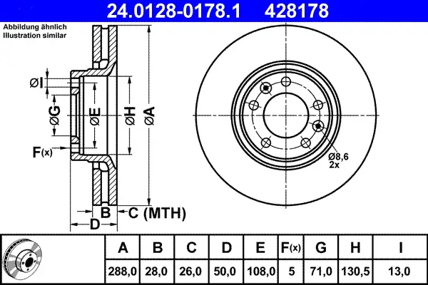ATE 24.0128-0178.1 - Bremsscheibe Saisonangebot