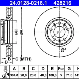 Preisknaller ATE 24.0128-0216.1 - Bremsscheibe