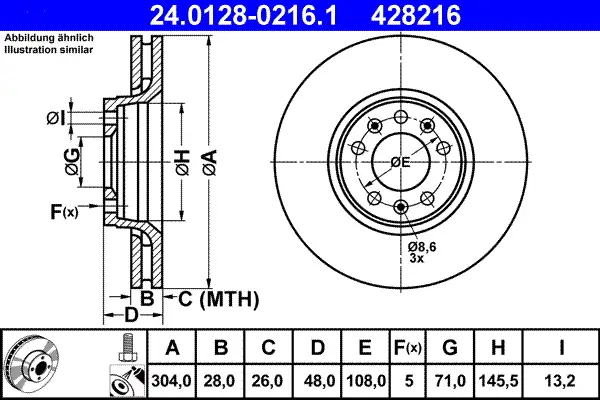Preisknaller ATE 24.0128-0216.1 - Bremsscheibe