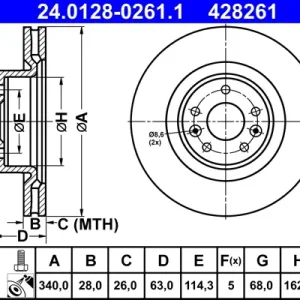 ATE 24.0128-0261.1 - Bremsscheibe Schnäppchen