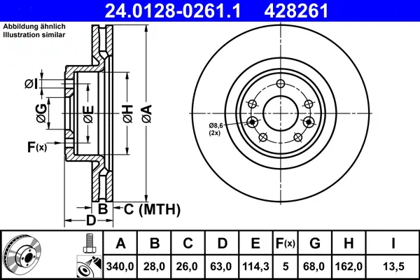 ATE 24.0128-0261.1 - Bremsscheibe Schnäppchen