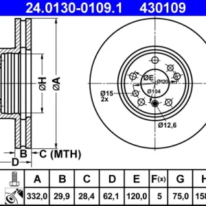ATE 24.0130-0109.1 - Bremsscheibe Neu