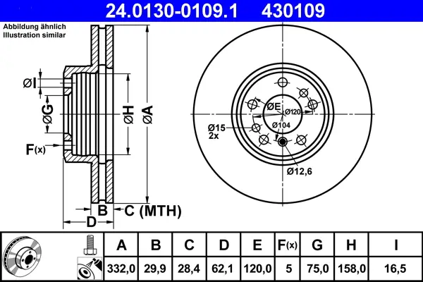 ATE 24.0130-0109.1 - Bremsscheibe Neu