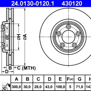 Sofort Bestellen ATE 24.0130-0120.1 - Bremsscheibe