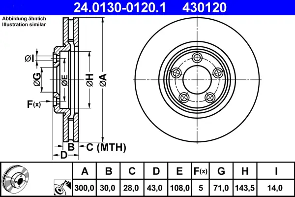 Sofort Bestellen ATE 24.0130-0120.1 - Bremsscheibe