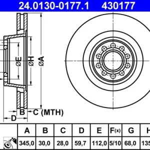 Geprüft ATE 24.0130-0177.1 - Bremsscheibe