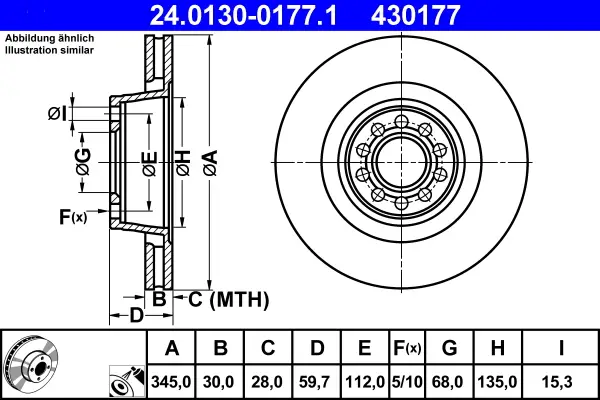 Geprüft ATE 24.0130-0177.1 - Bremsscheibe