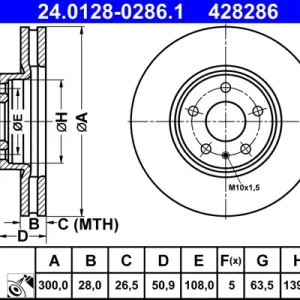 ATE 24.0128-0286.1 - Bremsscheibe Schnäppchen