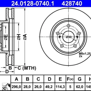 Rabatt ATE 24.0128-0740.1 - Bremsscheibe