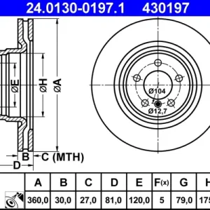 Billig ATE 24.0130-0197.1 - Bremsscheibe