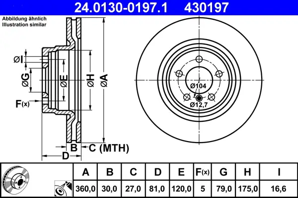 Billig ATE 24.0130-0197.1 - Bremsscheibe