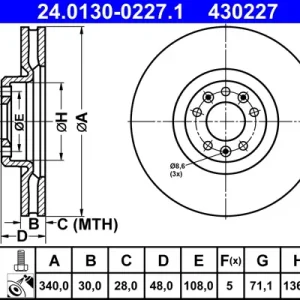 Top-Seller ATE 24.0130-0227.1 - Bremsscheibe