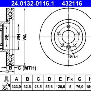 ATE 24.0132-0116.1 - Bremsscheibe Sale