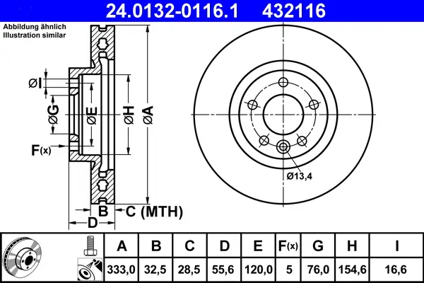 ATE 24.0132-0116.1 - Bremsscheibe Sale