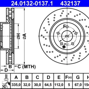 ATE 24.0132-0137.1 - Bremsscheibe Bestpreis