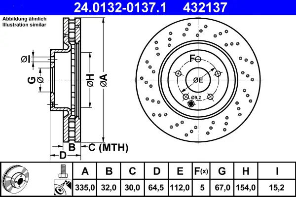 ATE 24.0132-0137.1 - Bremsscheibe Bestpreis
