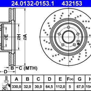 Schneller Versand ATE 24.0132-0153.1 - Bremsscheibe