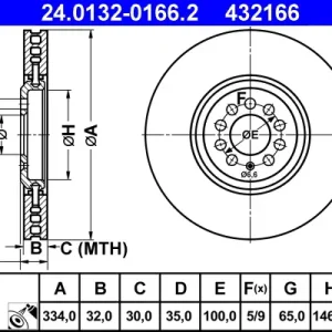 ATE 24.0132-0166.2 - Bremsscheibe Neue Kollektion