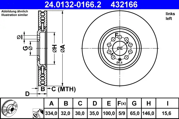 ATE 24.0132-0166.2 - Bremsscheibe Neue Kollektion