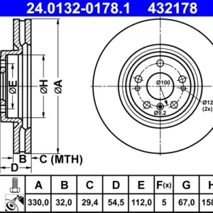 ATE 24.0132-0178.1 - Bremsscheibe Sonderangebot