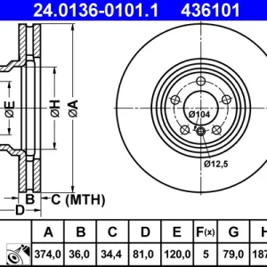 Günstig ATE 24.0136-0101.1 - Bremsscheibe