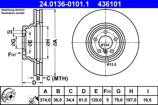 Günstig ATE 24.0136-0101.1 - Bremsscheibe