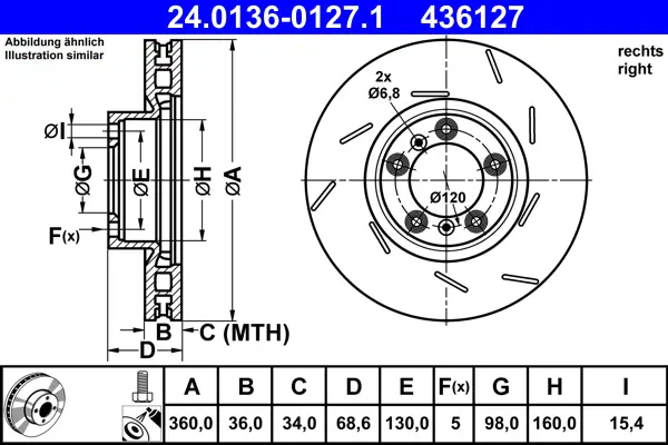 ATE 24.0136-0127.1 - Bremsscheibe Top-Angebot