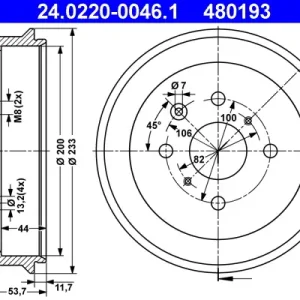 Schneller Versand ATE 24.0220-0046.1 - Bremstrommel